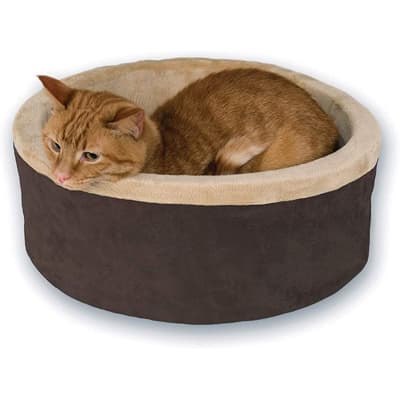 K&H Pet Products 3191 Thermo-Kitty Heated Pet Bed Small Mocha 16” 4W