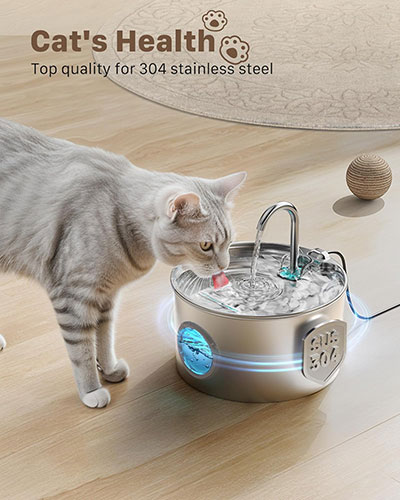 GIOTOHUN Cat Water Fountain Stainless Steel