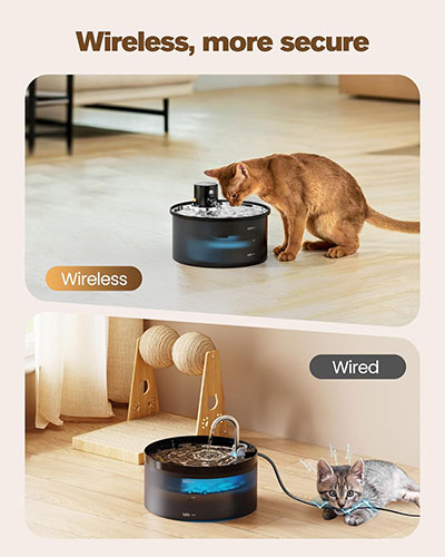 VKIMISS Wireless Cat Water Fountain Cordless