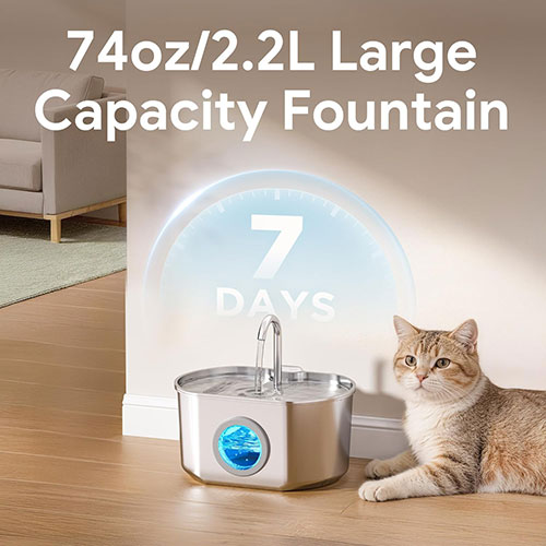 Neareal Automatic Cat Water Fountain Stainless Steel