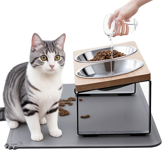 Upgraded Elevated 15° Tilted Cat Bowl