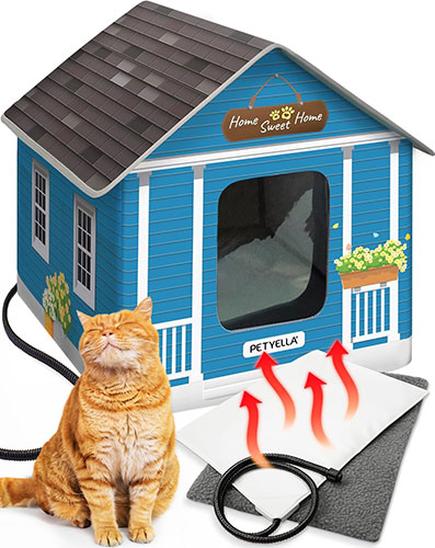 PETYELLA Deluxe Heated Cat House for Winter